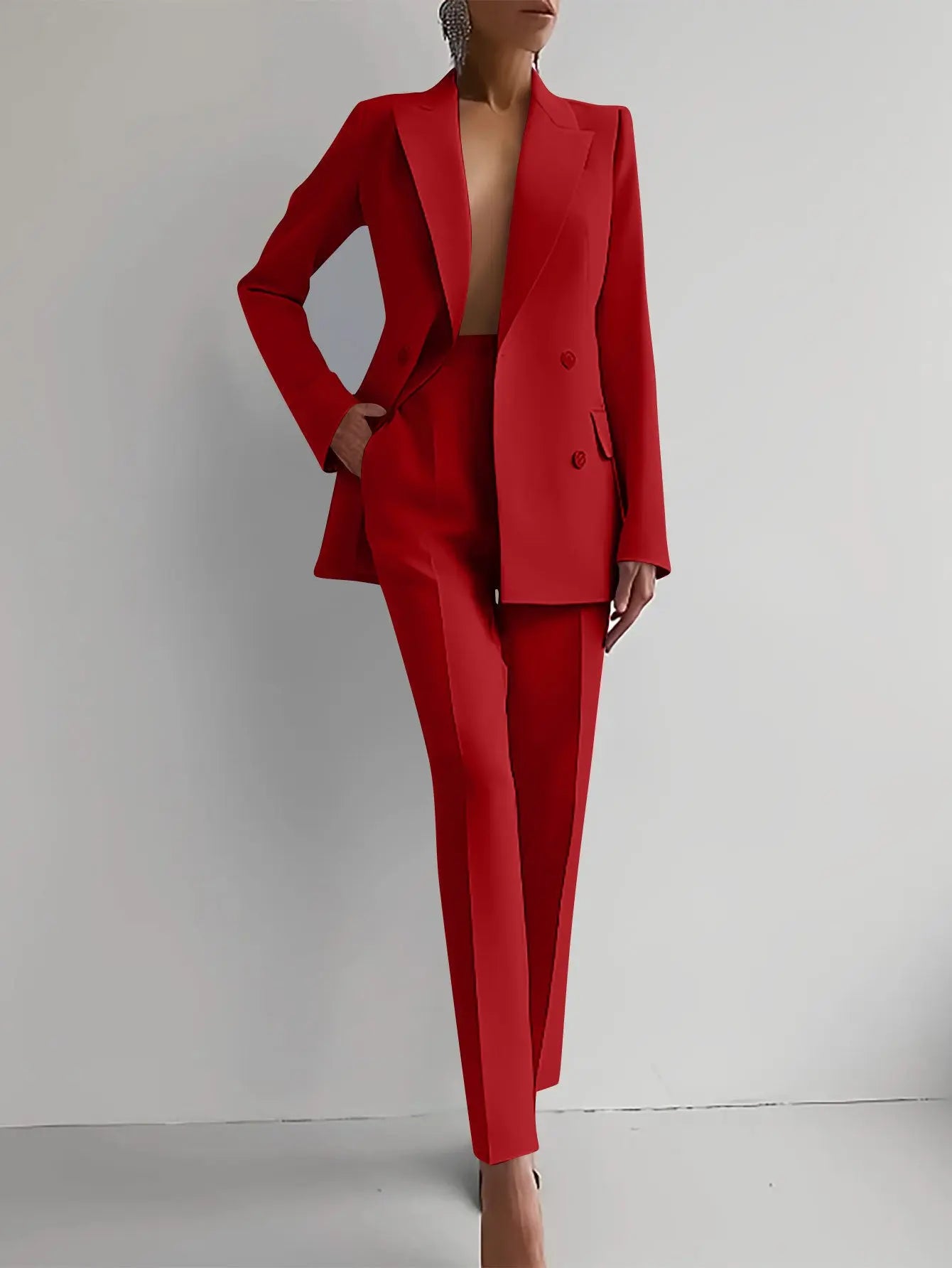Casual Suits Fashion Long Sleeve Single-breasted Jacket Top And Slim Fit Trousers Women's Business Suits 