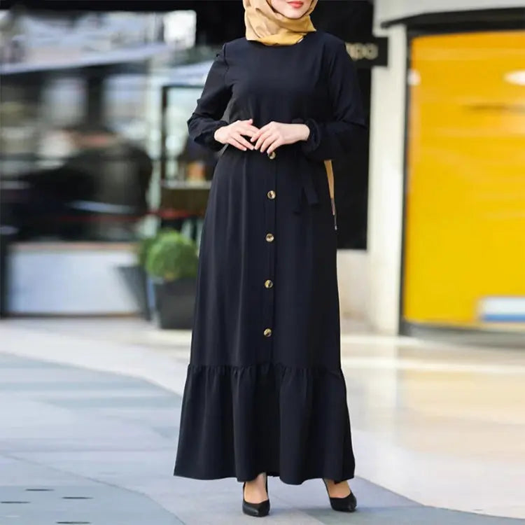 Women's Pullover Round Neck Muslim Dress 