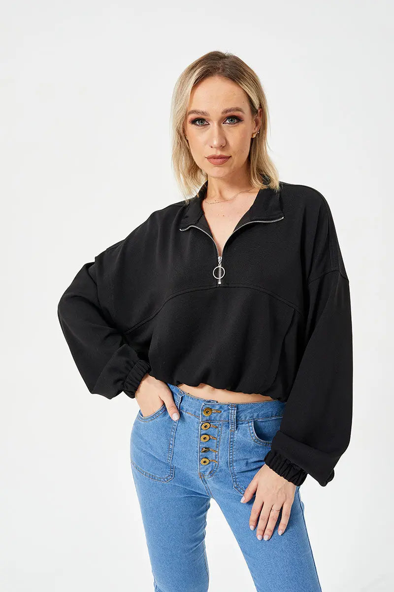 Women's Loose Casual Half Zipper Sweatshirt 