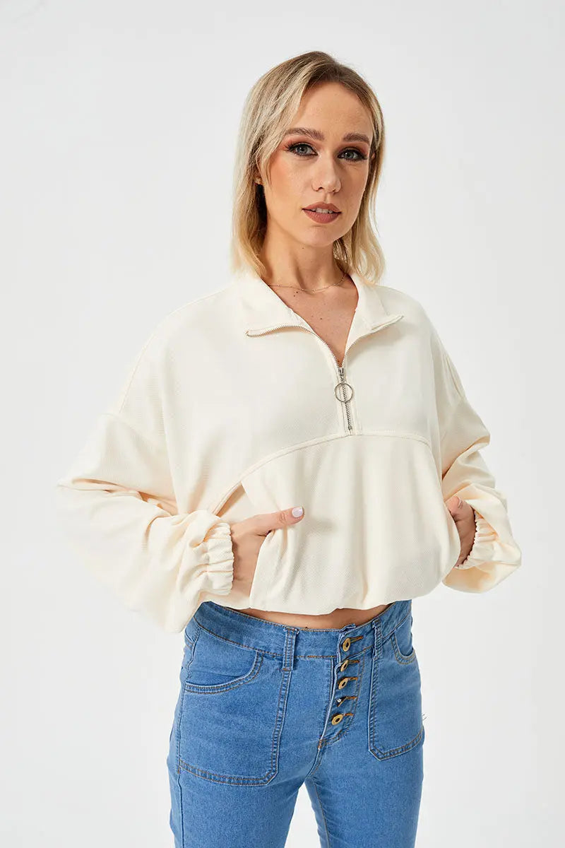 Women's Loose Casual Half Zipper Sweatshirt 