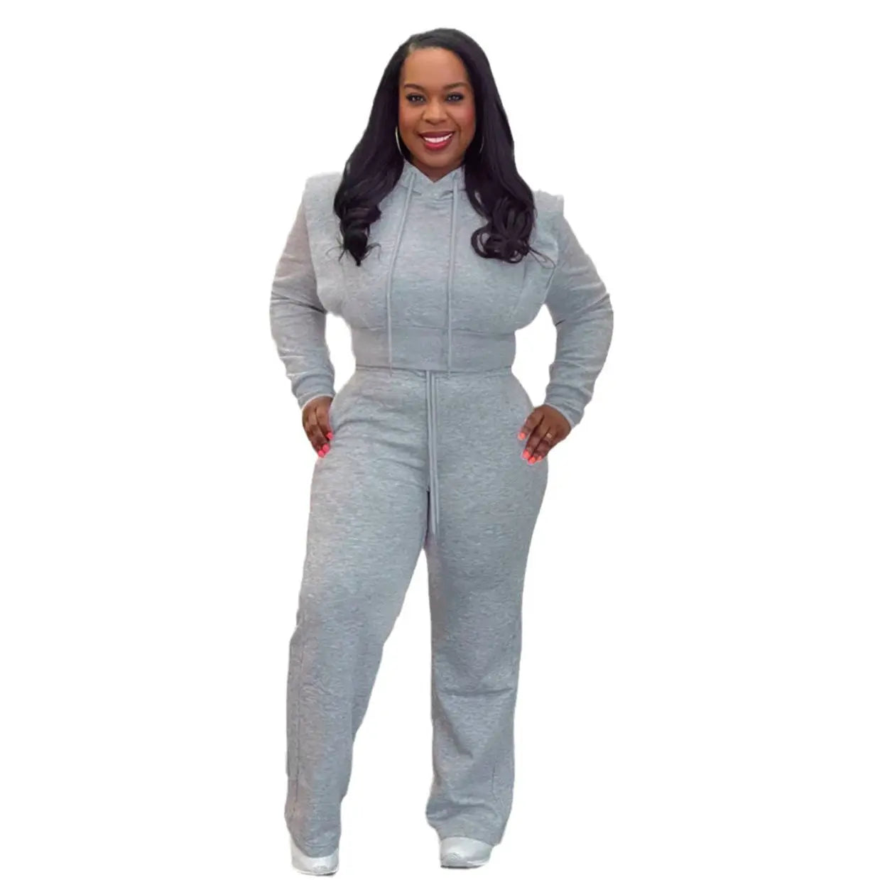 European And American Hooded Sweater Wide Leg Two-piece Set 