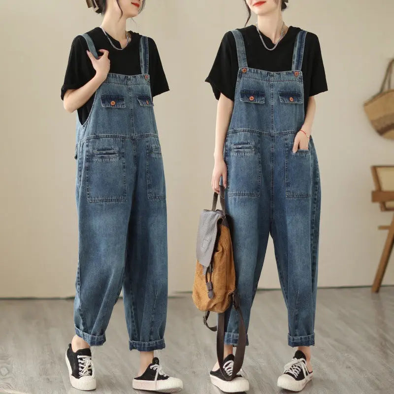 New Real Time Denim Casual Strap Pants For Women 