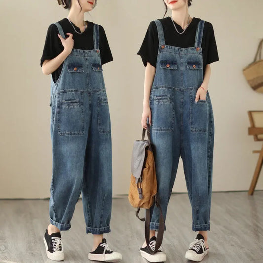 New Real Time Denim Casual Strap Pants For Women 