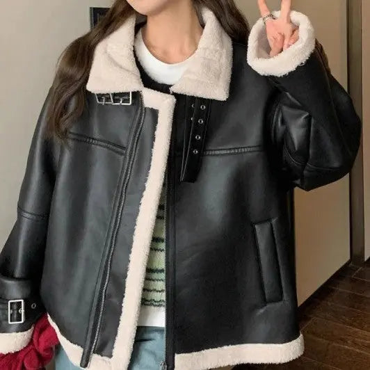 Motorcycle Clothing Coat Lamb Winter Loose 