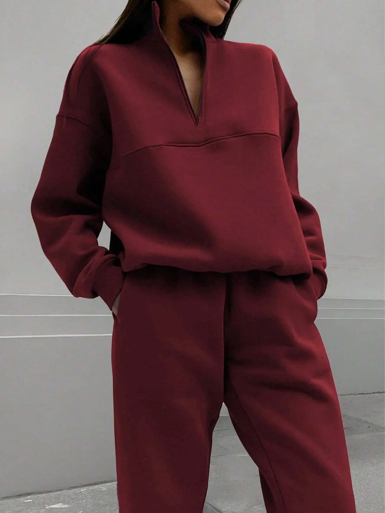 Long-sleeved Sports Sweatshirt Suit Fashion Stand-up Collar Zip-up Top And Elastic Band Trousers With Pocket Srping Fall Clothing For Women 