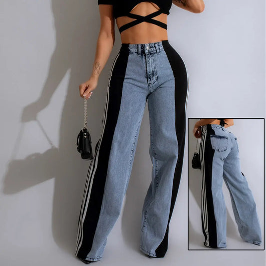 Fashion Casual High Waist Elastic Straight Leg Trousers 