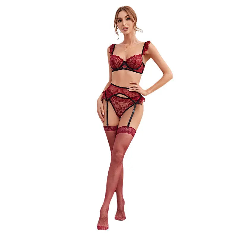 Red Bra Lace Cotton Dress 