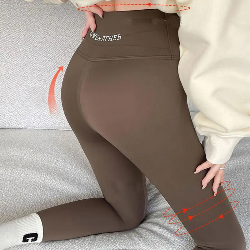 Fleece Thickened Leggings Winter -20 To 5 Shark Pants For Women High Waist Tight Skinny Tummy Control Buttocks Slimming Yoga Pants 