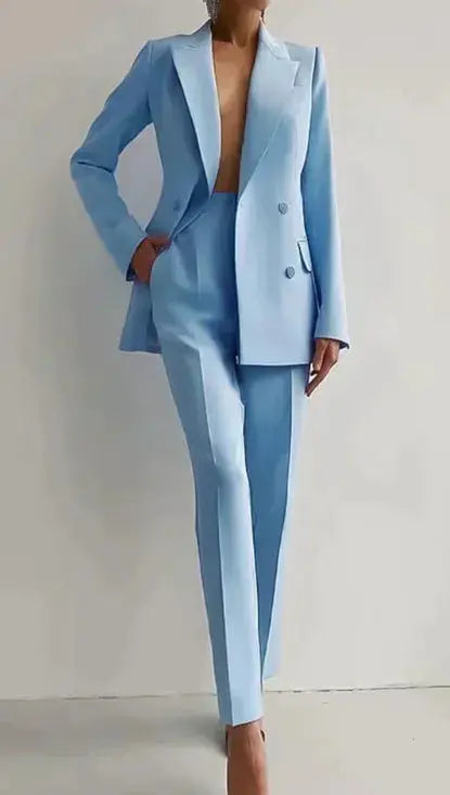 Casual Suits Fashion Long Sleeve Single-breasted Jacket Top And Slim Fit Trousers Women's Business Suits 