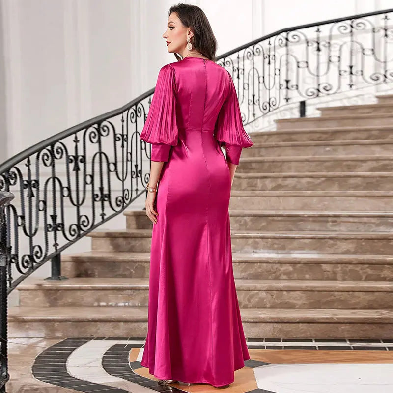 Slim Fit Lantern Sleeve Evening Dress Plus Size Party Party Dress 
