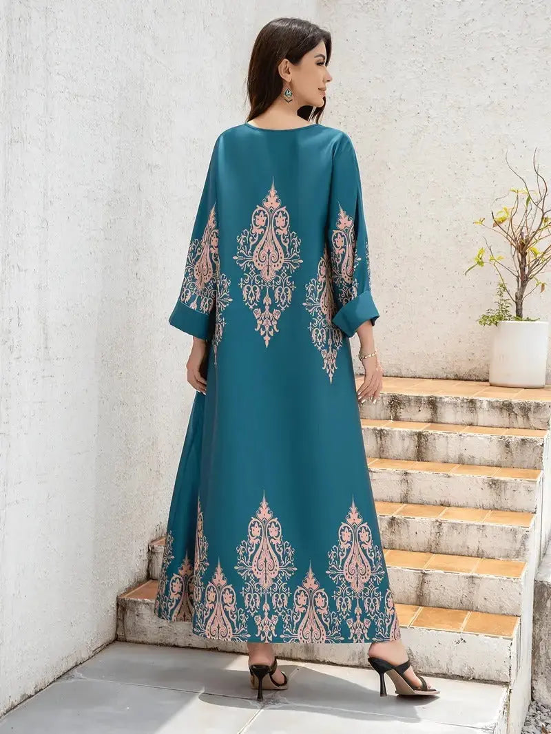 Ladies Middle East Abaya Abaya - Flower Printed Long Robe 