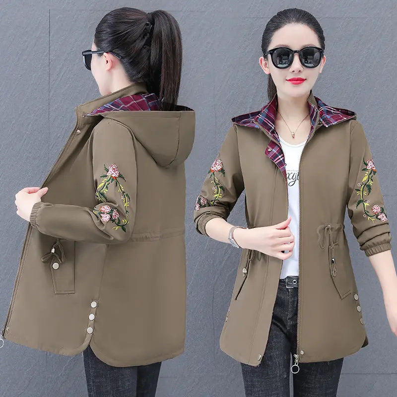 Women's Mid-length Hooded Detachable Trench Coat 