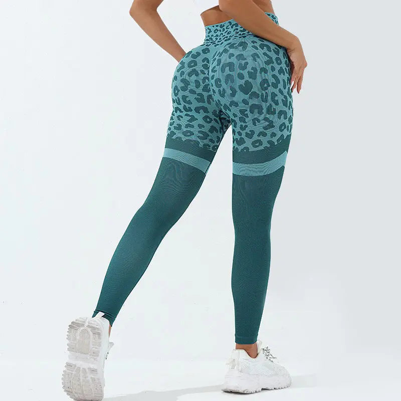 Leopard Print Fitness Pants For Women High Waist Training Yoga Pants 