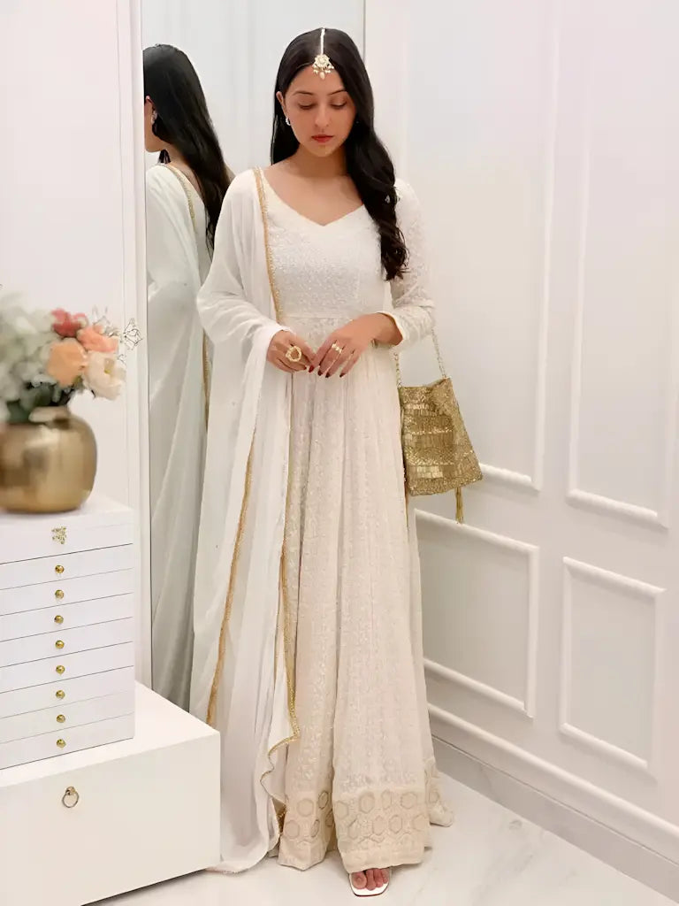 Women Georgette Anarkali Gown Fabric(Unstitched) Size 2.2 Meter Color 