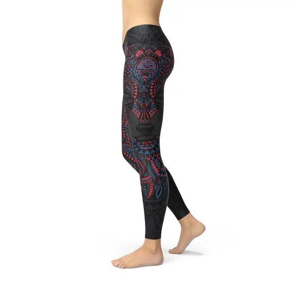 Womens Oriental Black Wolf Leggings 