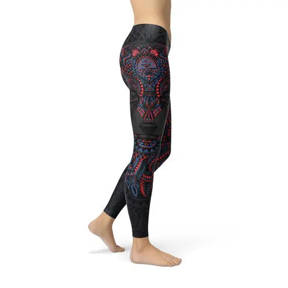 Womens Oriental Black Wolf Leggings 