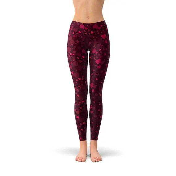 Hearts on Hearts Red Leggings 