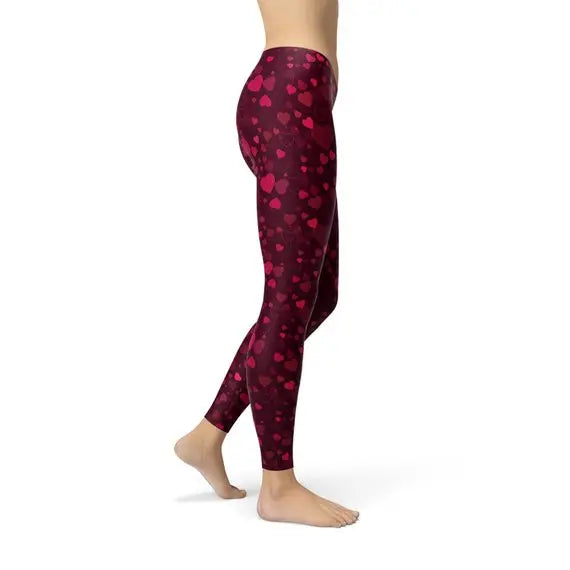 Hearts on Hearts Red Leggings 