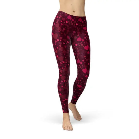 Hearts on Hearts Red Leggings 