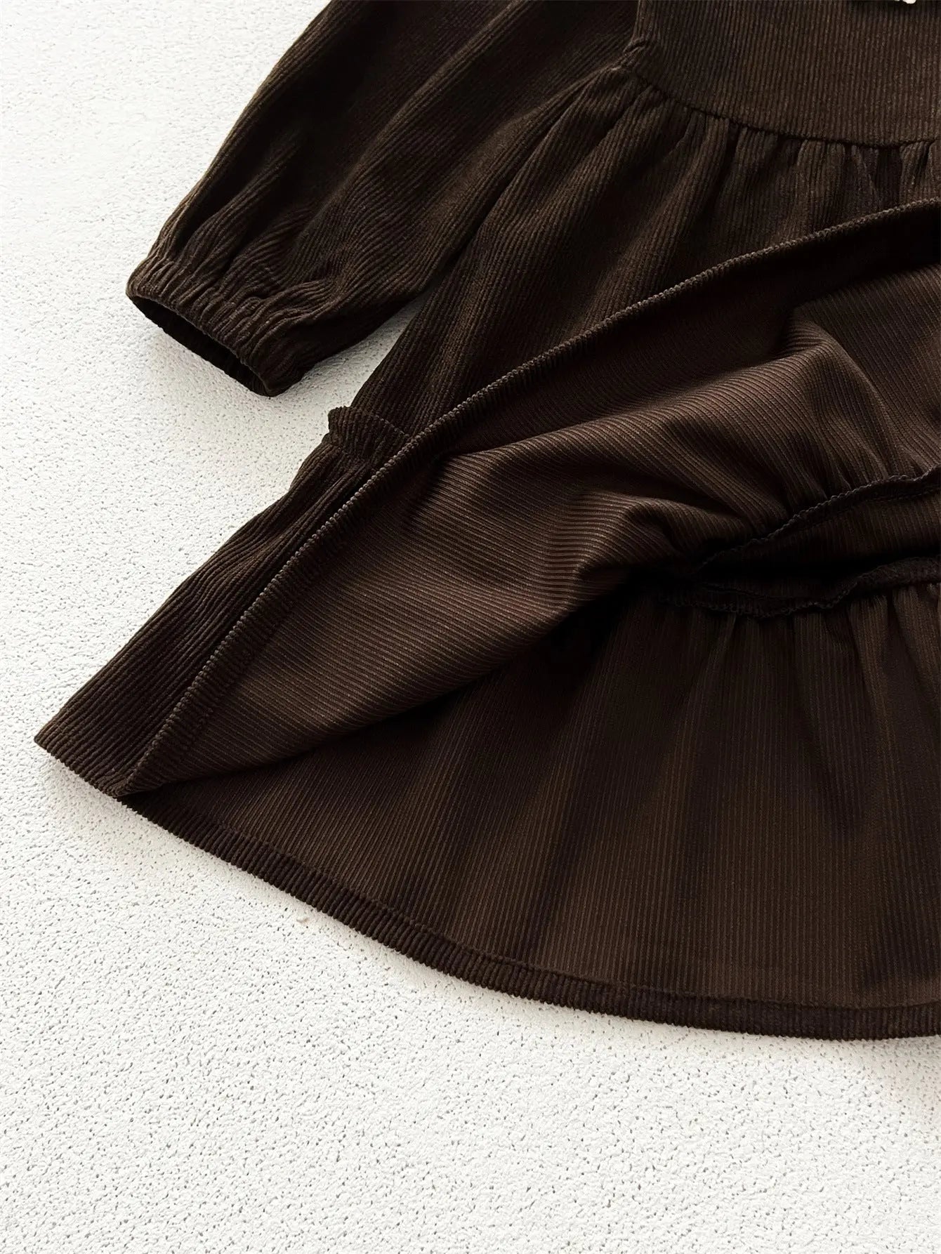 Spring and Autumn Corduroy Long-sleeved Dress with Lace Collar for 