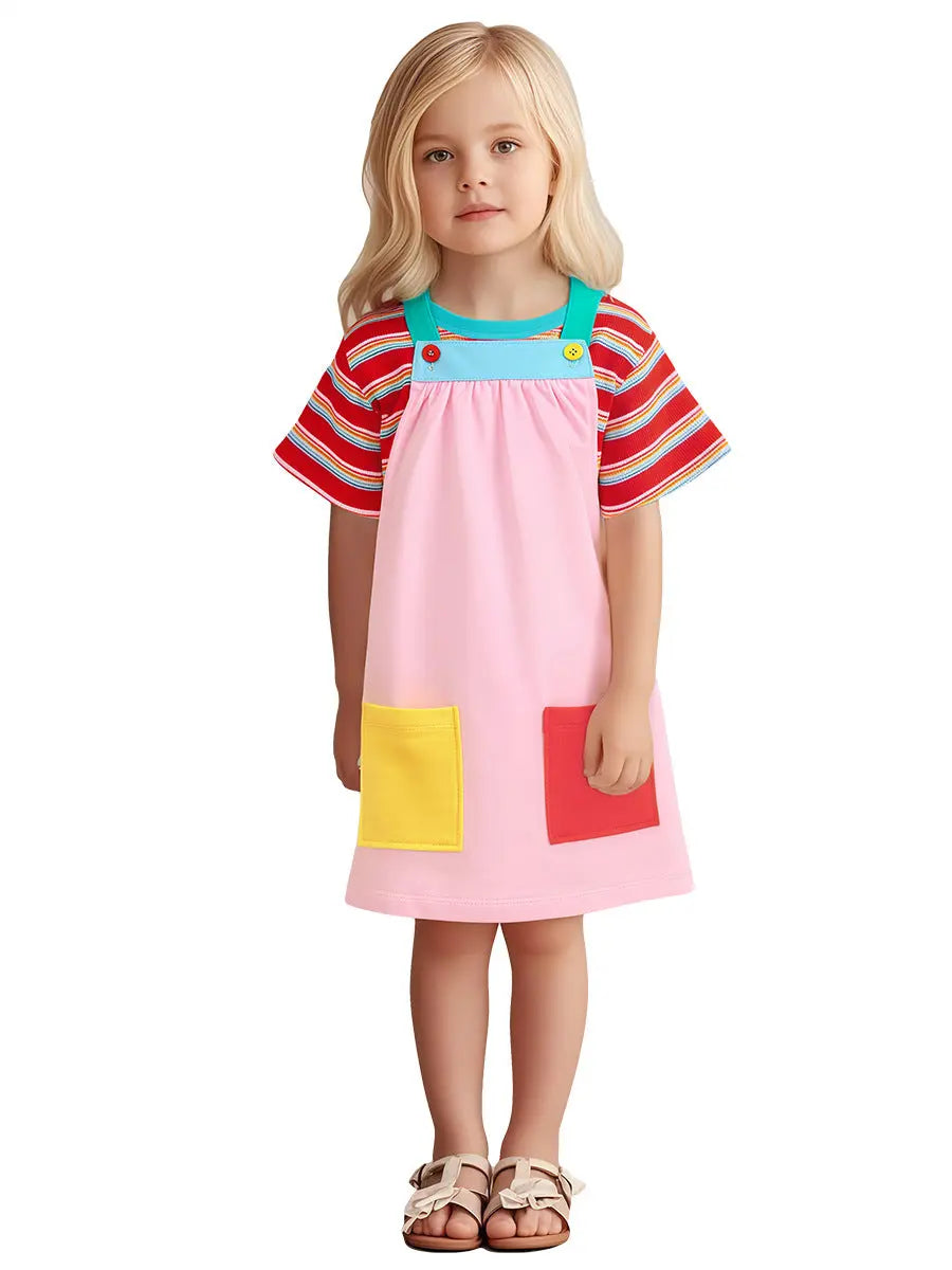 Arrival Summer Baby Girls Short Sleeves Simple Striped Top and Color 