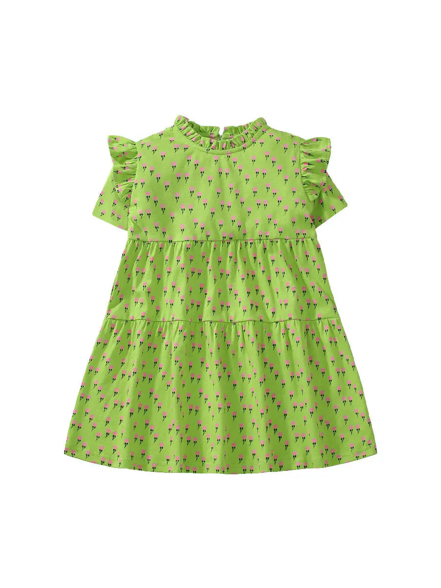Summer Floral Dress for Girls, European and American Cute Flowers 