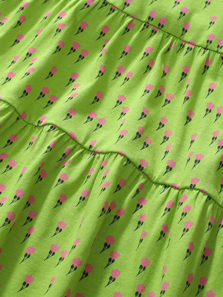 Summer Floral Dress for Girls, European and American Cute Flowers 