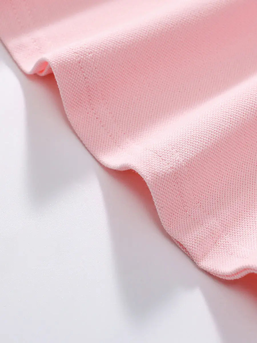 Summer Unicorn Logo Short-sleeved Pink Dress with Turn-down Collar for 
