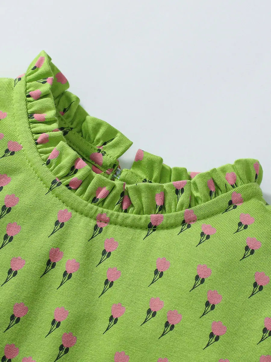 Summer Floral Dress for Girls, European and American Cute Flowers 