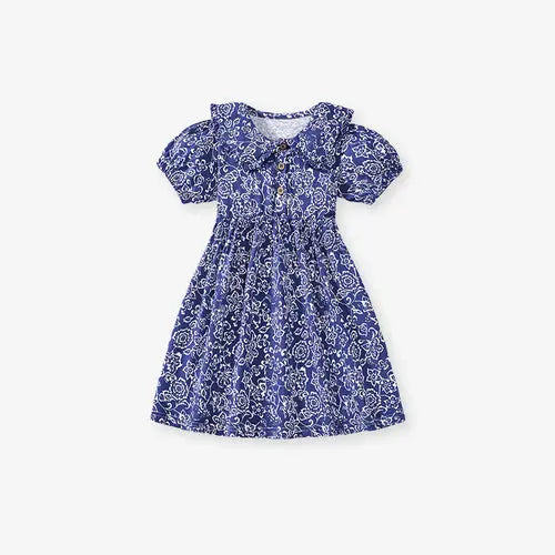 Summer Floral Dress for Girls, European and American Vintage Flowers 