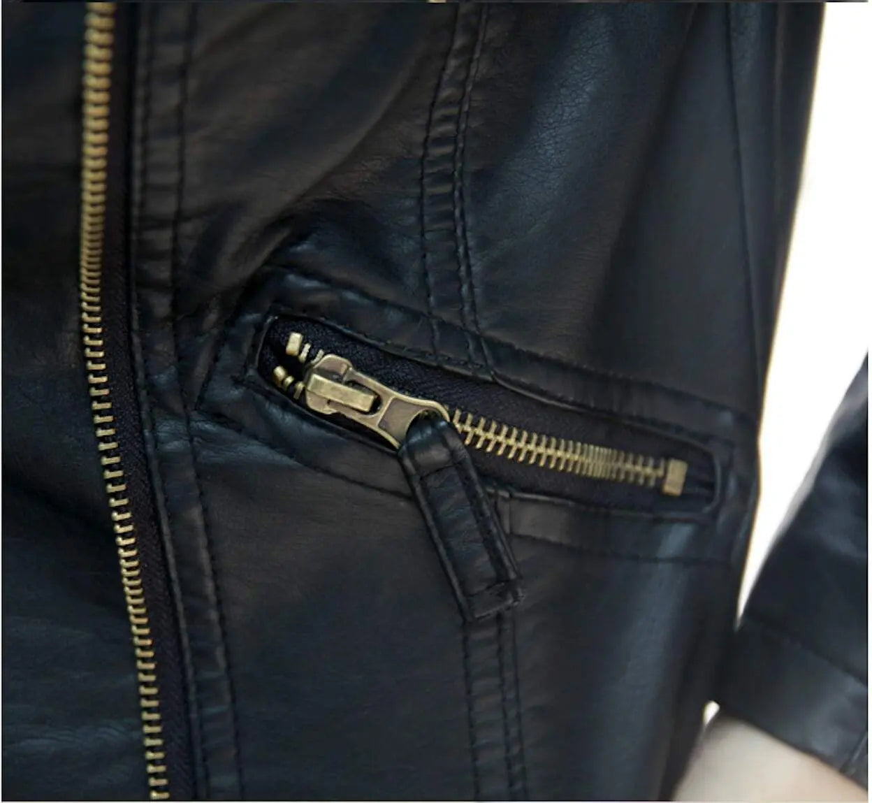 Womens Cropped Vegan Leather Jacket 