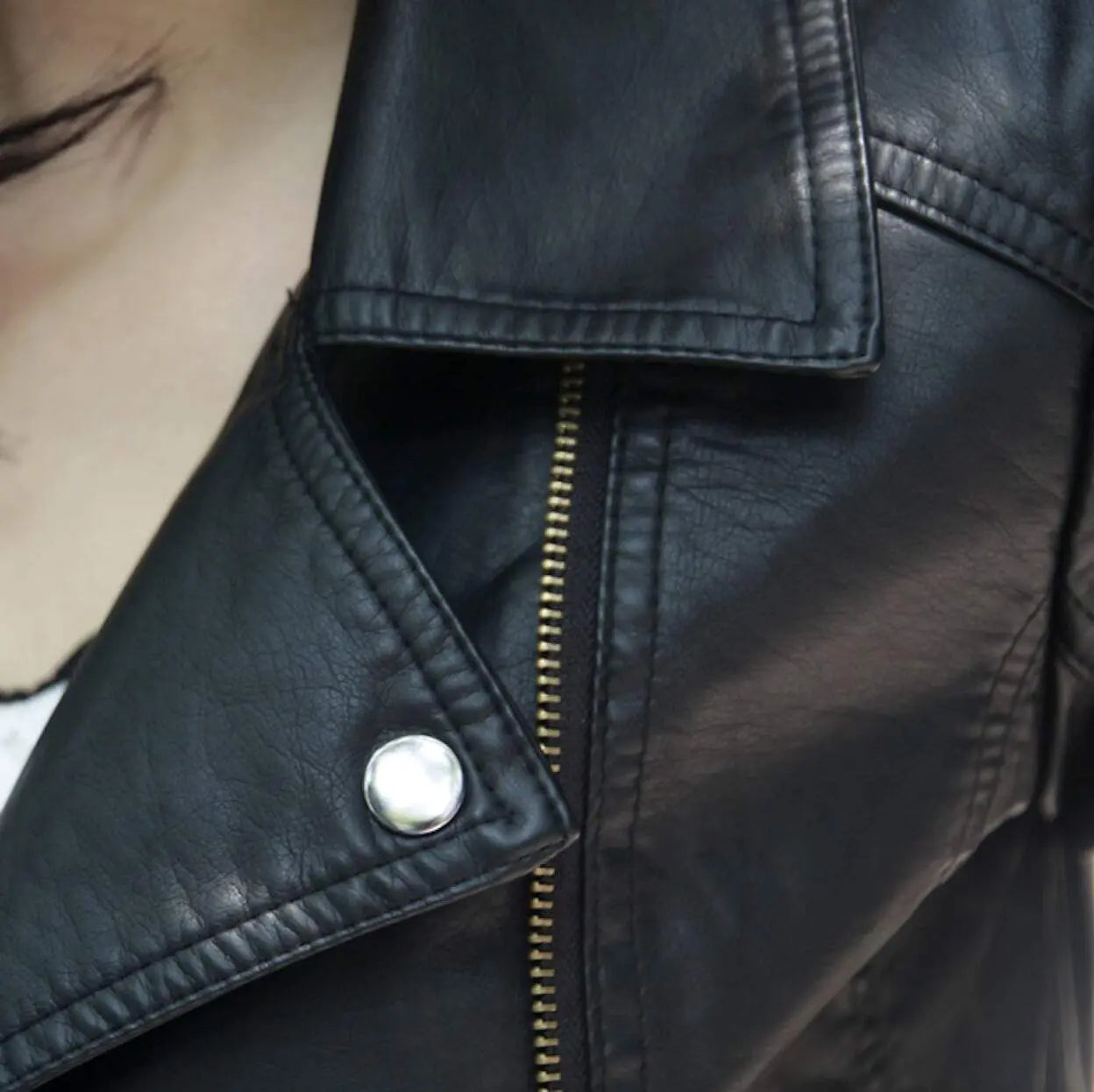 Womens Cropped Vegan Leather Jacket 